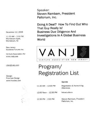 VANJ program cover - December 2006 - Steven Rambam